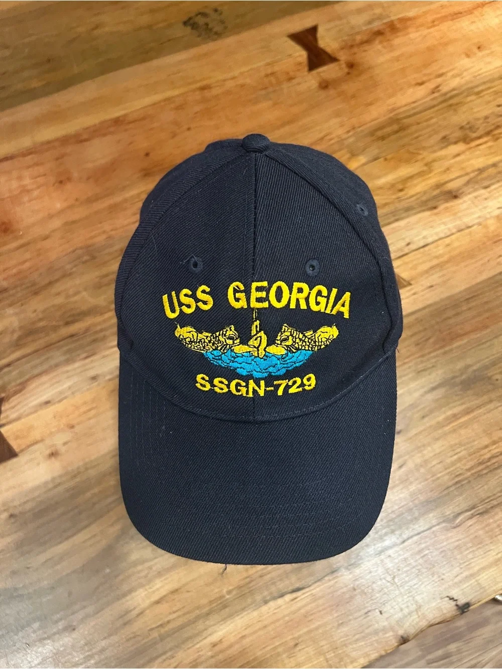 USS Georgia Embroidered Navy Baseball Cap - Men Swim